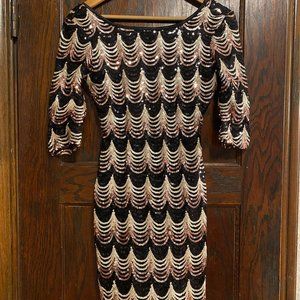 3/4 Sleeve Sequin Mini Cocktail Dress